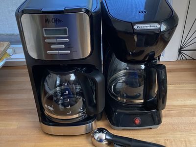 Two Coffee Makers: Mr. Coffee & Proctor Silex + Scoop + Filters