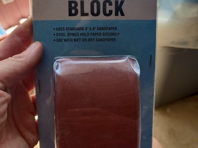 Tool Aid 5" Sanding Block - Uses Standard 3" x 8" Sandpaper - Steel Spikes Secure Paper - Wet/Dry Use