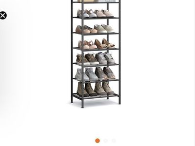 SONGMICS 8 Tier Metal Narrow Shoe Rack Black New in Box