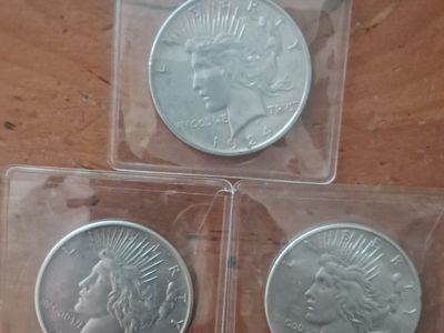 1924, 1925, 1926 Peace Silver Dollars - Set of 3 US Collectible Coins