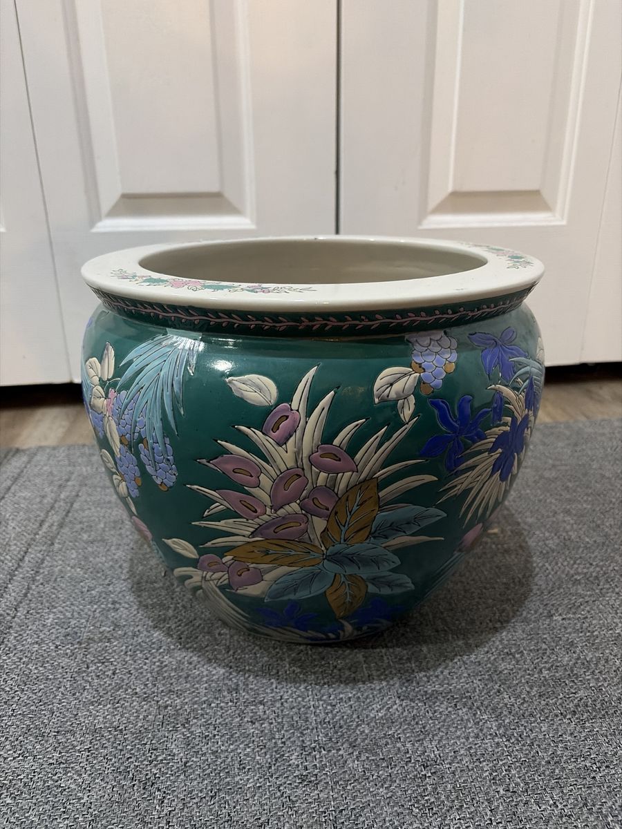 Huge Vintage Porcelian Koi Fish Planter/Bowl