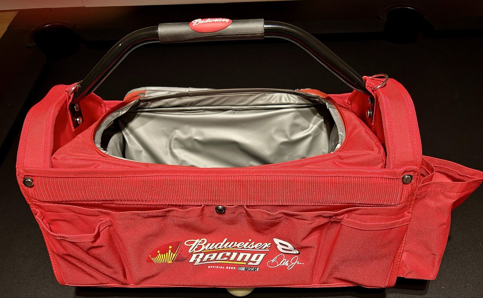 Budweiser Racing Dale Jr # 8 NASCAR Cooler Tote Bag 14”x19”x9”.
