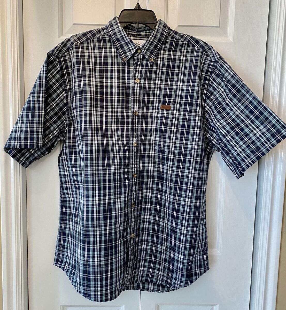 LIKE NEW- SZ LARGE Mens Carhartt Short Sleeve Button Up Shirt - 100% Cotton - C PIX