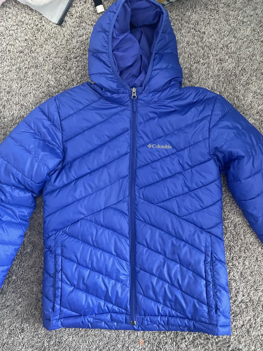 Columbia Youth Jackets Lot Size Large - Blue Hooded Puffer & Navy Fleece