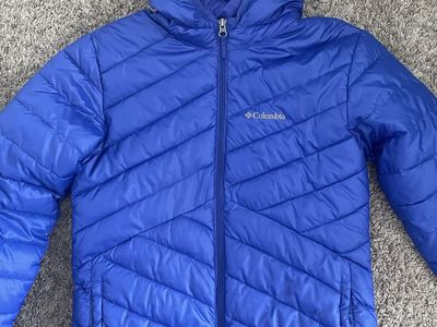 Columbia Youth Jackets Lot Size Large - Blue Hooded Puffer & Navy Fleece