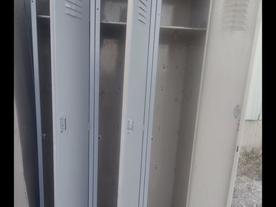 Used Grey Metal Locker Set - Multi-Unit Storage, Good to fair condition.
