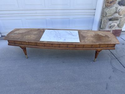Vintage Mid Century Modern Coffee Table With Marble