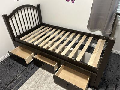 Twin Bed Frame with Drawers Below