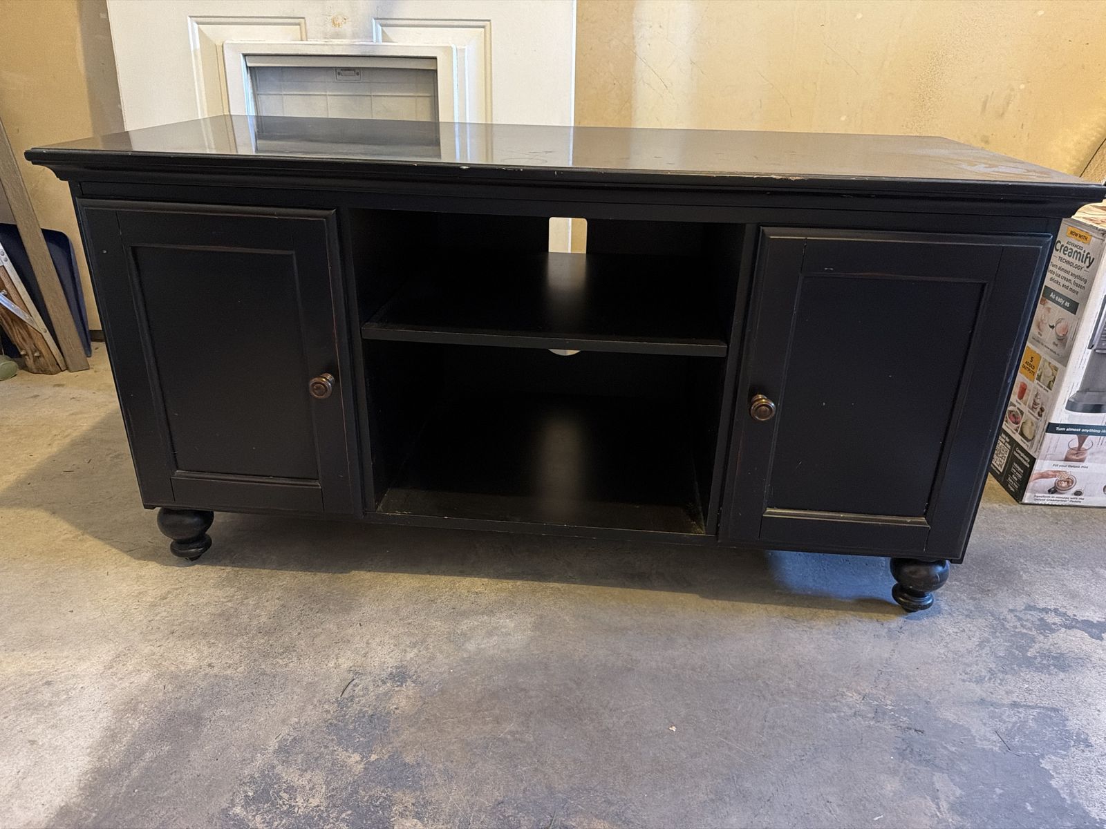Black TV Stand Media Console Cabinet 48" W x 20" D x 24" H with Storage