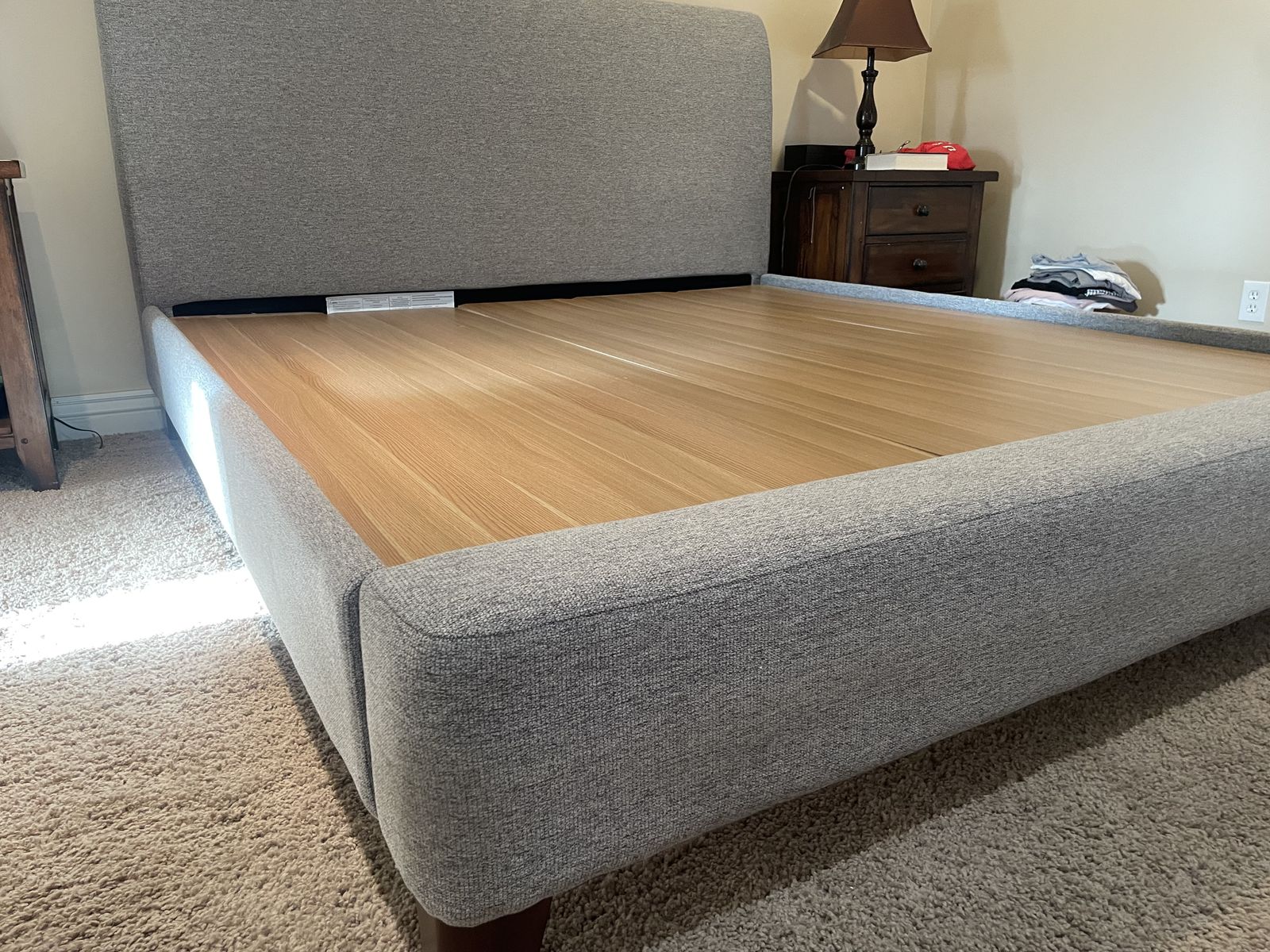 King size bed frame upholstered