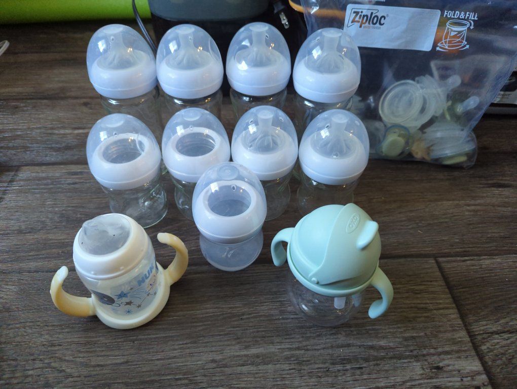 Mixed Lot Baby Bottles & Sippy Cups - NUK, OXO, Glass & 1 Plastic