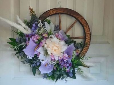 Handmade Summer Floral wagon wheel wreath