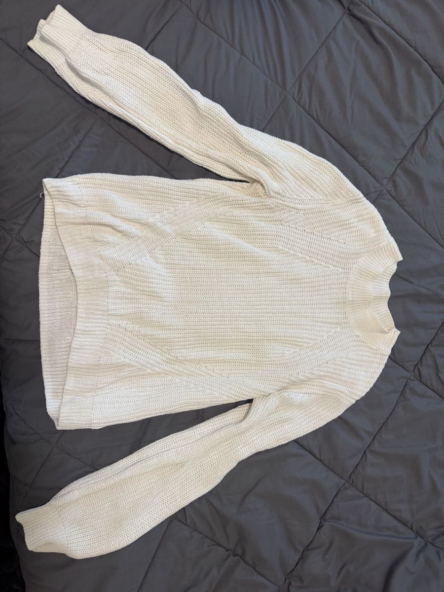 Old Navy girls Off-White Knit Sweater Size XL (14) Long Sleeve Mock Neck - fits like women’s small