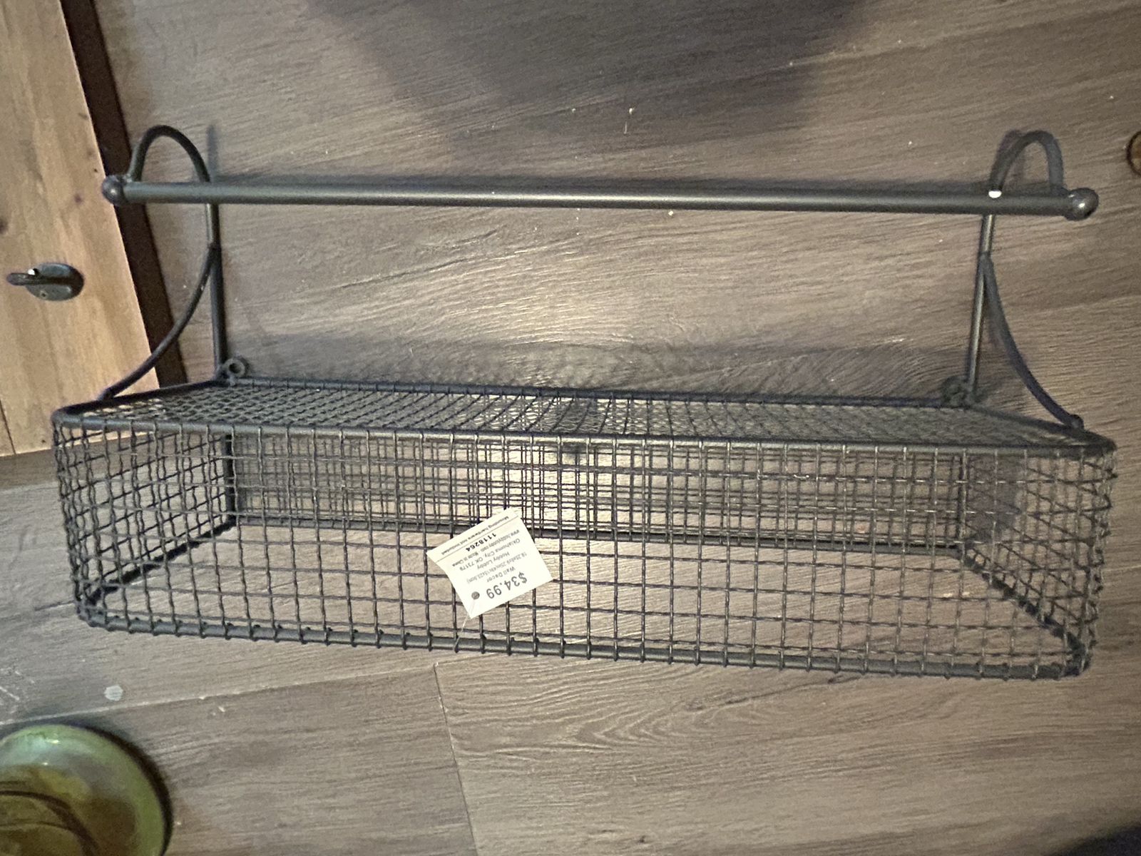 Hobby Lobby Metal Wire Wall Basket Shelf with Towel Bar