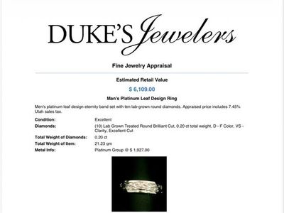 Incredible Man’s ring that is worth $6,100!! 10 lab grown diamonds in platinum setting.