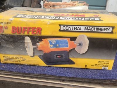 Central Machinery 6" Buffer Bench Grinder - Heavy Duty 1/2 HP Motor, 120V with Buffing Wheels