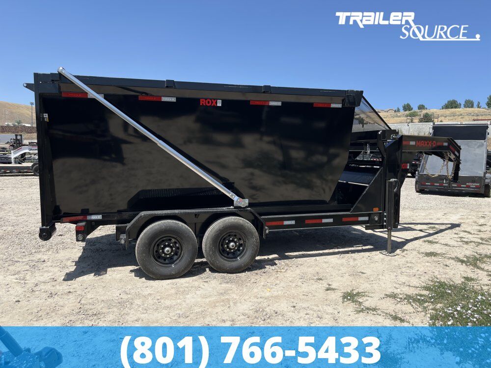 Maxx-D ROX Gooseneck Roll Off Dumpster Trailer 7x14 14K Electric Tarp, Hydraulic Jack(s)