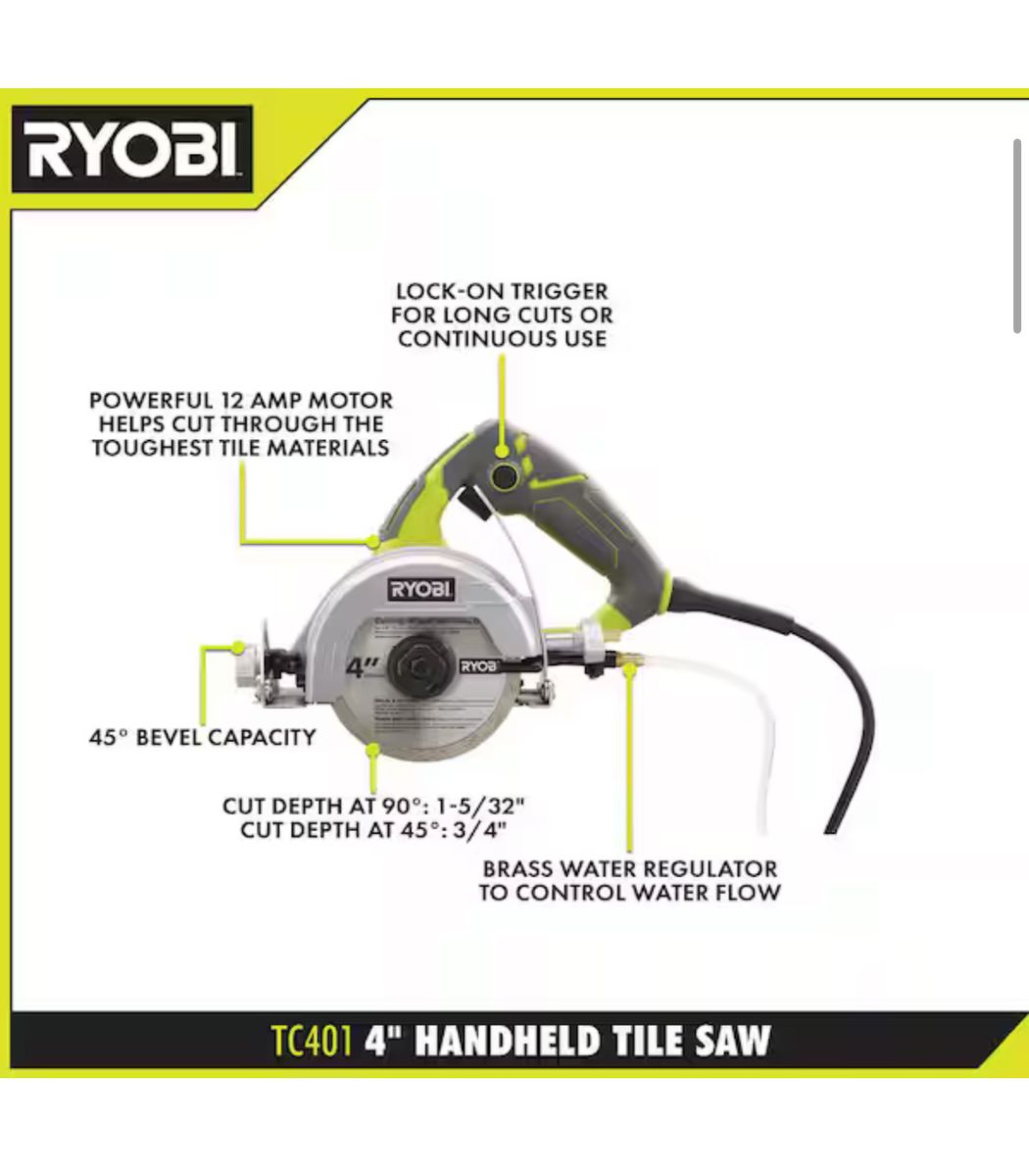 Ryobi 4" Hand Held Tile Saw