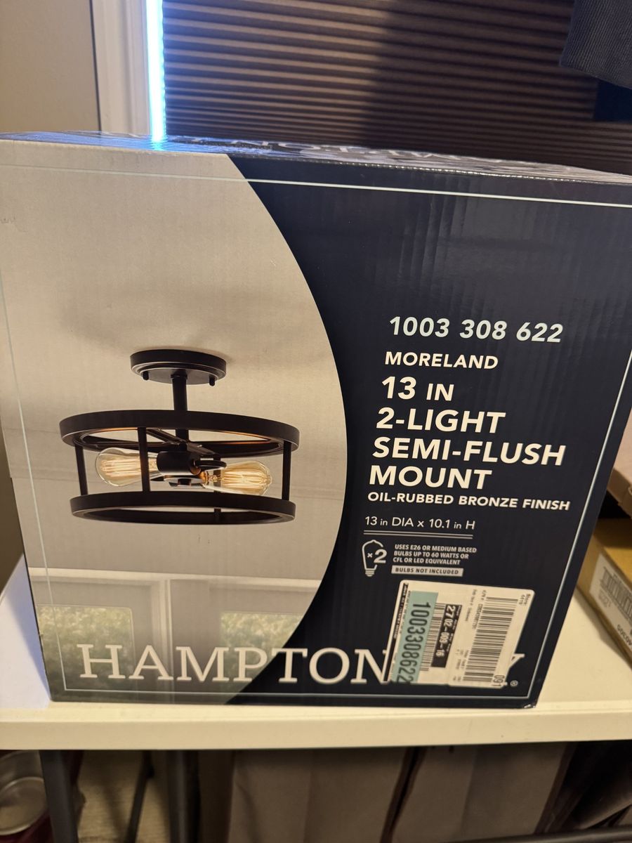 Hampton Bay Moreland 13 in. 2-Light Oil-Rubbed Bronze Semi-Flush Mount