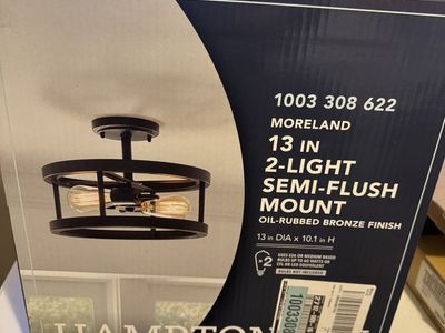Hampton Bay Moreland 13 in. 2-Light Oil-Rubbed Bronze Semi-Flush Mount