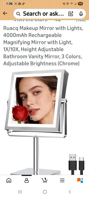 New in Box! Lighted Standing Mirror Adjustable