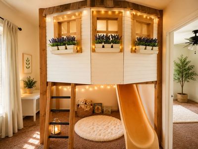 Custom Indoor Playhouse Loft w/ Slide – Real Wood
