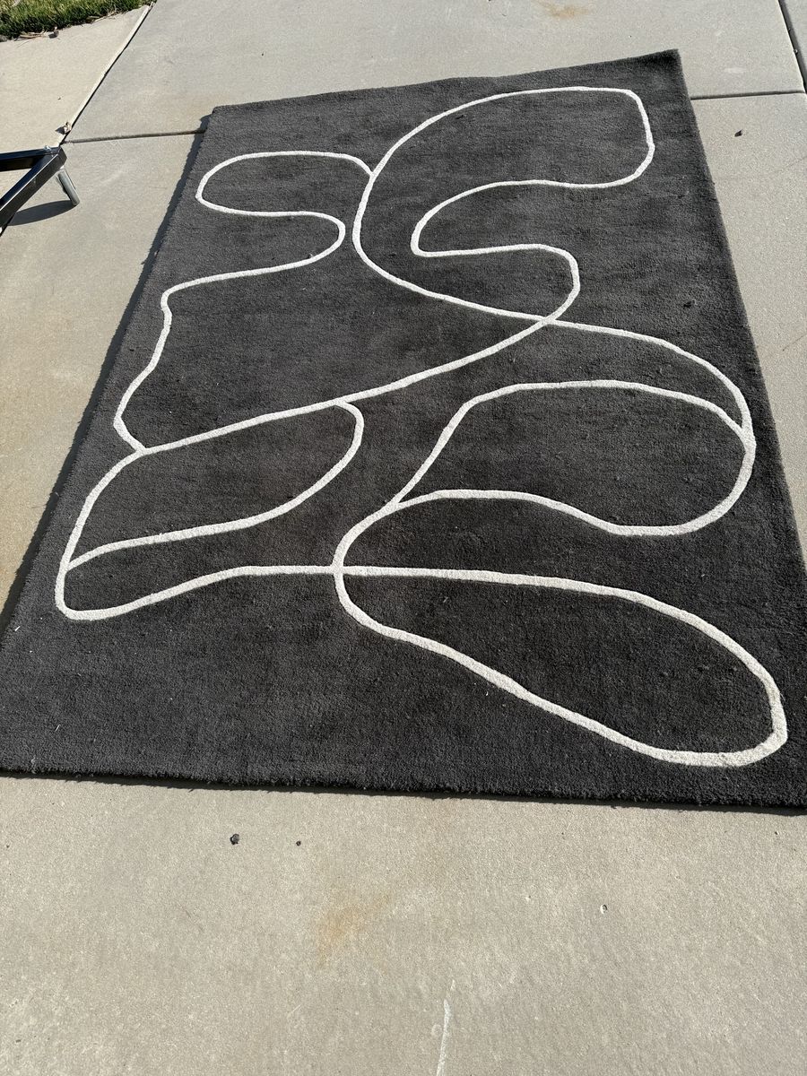 Handwoven Rug Wool Gray White Surya Jason Wu  5x7