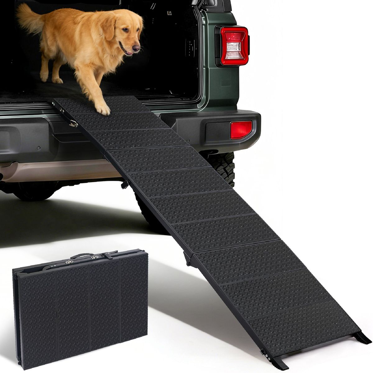 New 71" Extra Long Dog Ramp for Large Dogs, Heavy Duty Metal Frame Pet Ramp for High SUVs, Trucks and Cars, Portable