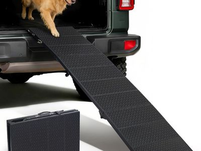 New 71" Extra Long Dog Ramp for Large Dogs, Heavy Duty Metal Frame Pet Ramp for High SUVs, Trucks and Cars, Portable