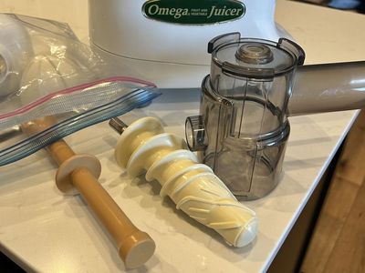 Omega Fruit and Vegetable Juicer - White, with Multiple Attachments
