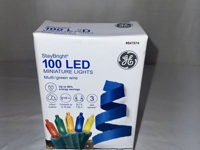 GE StayBright 100 LED Miniature Multi-Color Lights on Green Wire - Indoor/Outdoor, 24.7ft