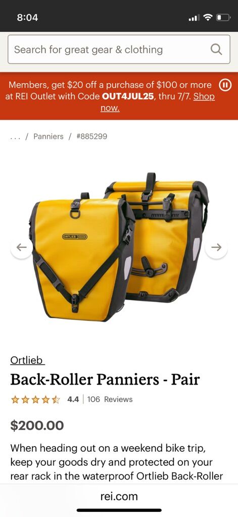 For Rent - Ortlieb Roller Panniers