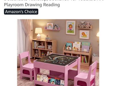 NIB- Pink Kids Table with 2 Chairs Set