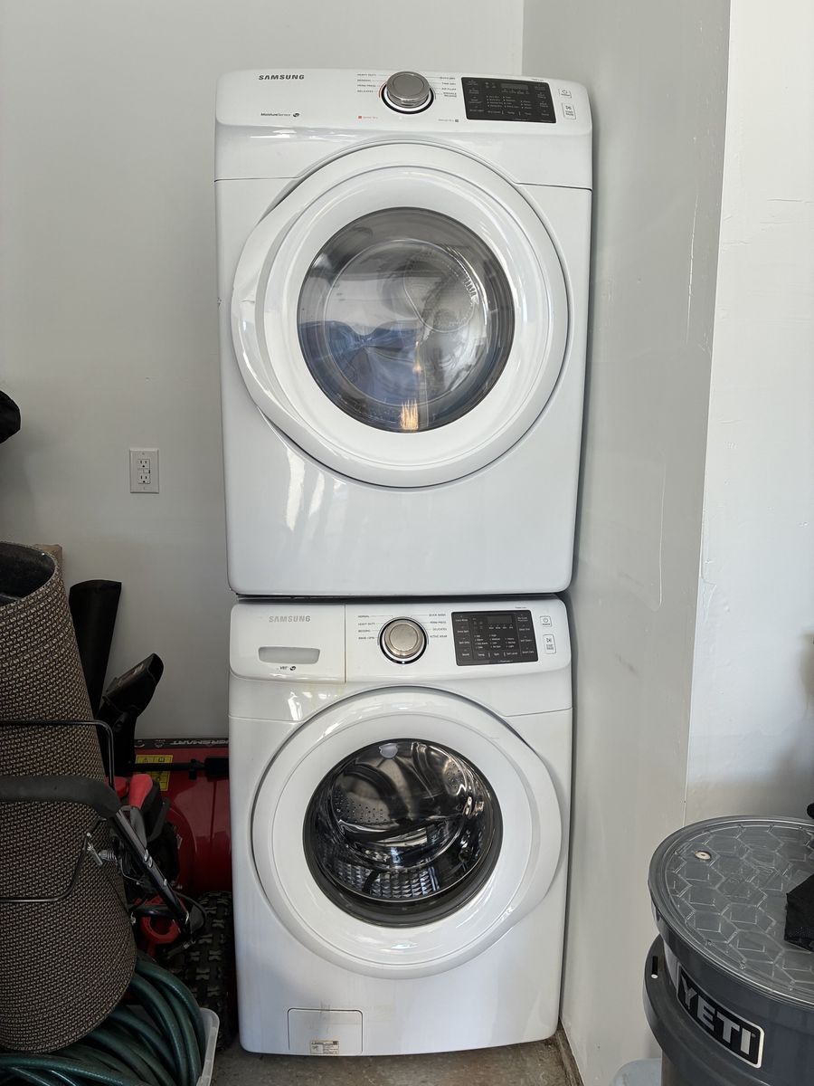 Samsung Front Load Washer and Dryer Set - White, Electric, Front Load