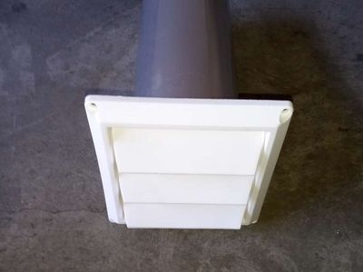 Louvered air vent and ducting 4 inch diameter frame 6x6 dryer vent