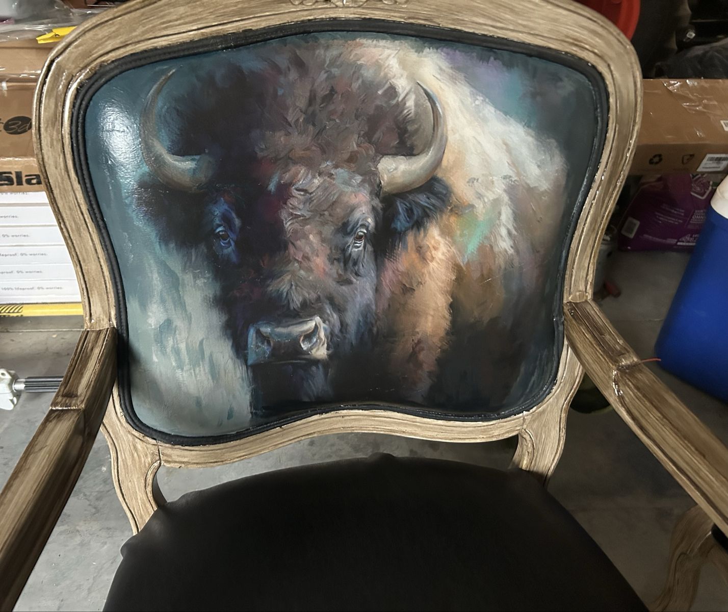 Hand Carved Vintage Bison Chairs
