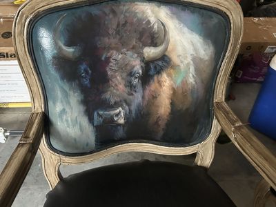 Hand Carved Vintage Bison Chairs