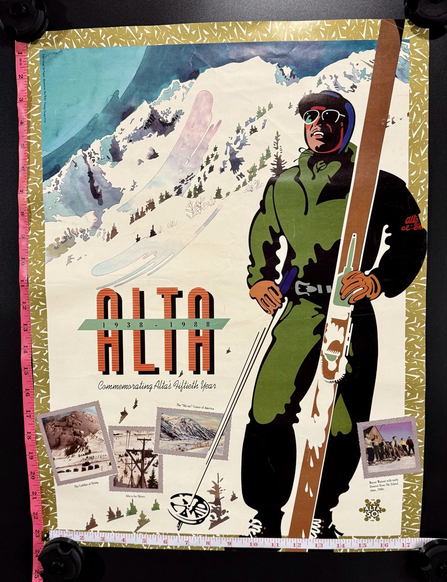 Alta Ski Area Skiing Vintage Poster 1988 24x36in