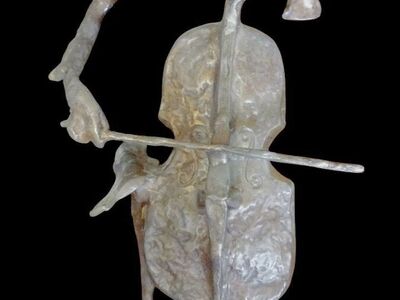 TWO 20th century modernist bronze sculpture enti