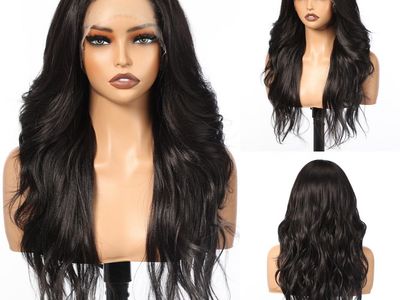 New! Dark Brown Black Long Curly Wig, 13x4 Lace Front Synthetic Wig with Baby Hair, Natural Looking Heat Resistant Hair
