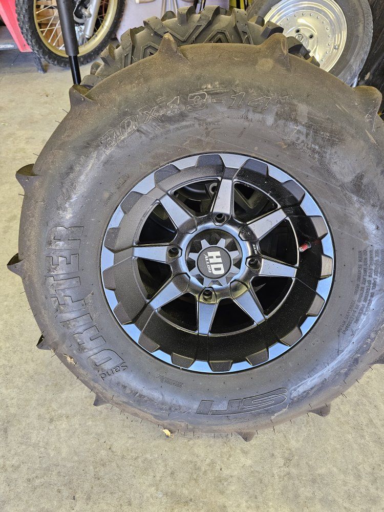 STI Sand Drifter Tires Polaris RZR 30x13-14 and 30x11-14 with HD Alloy Wheels Set
