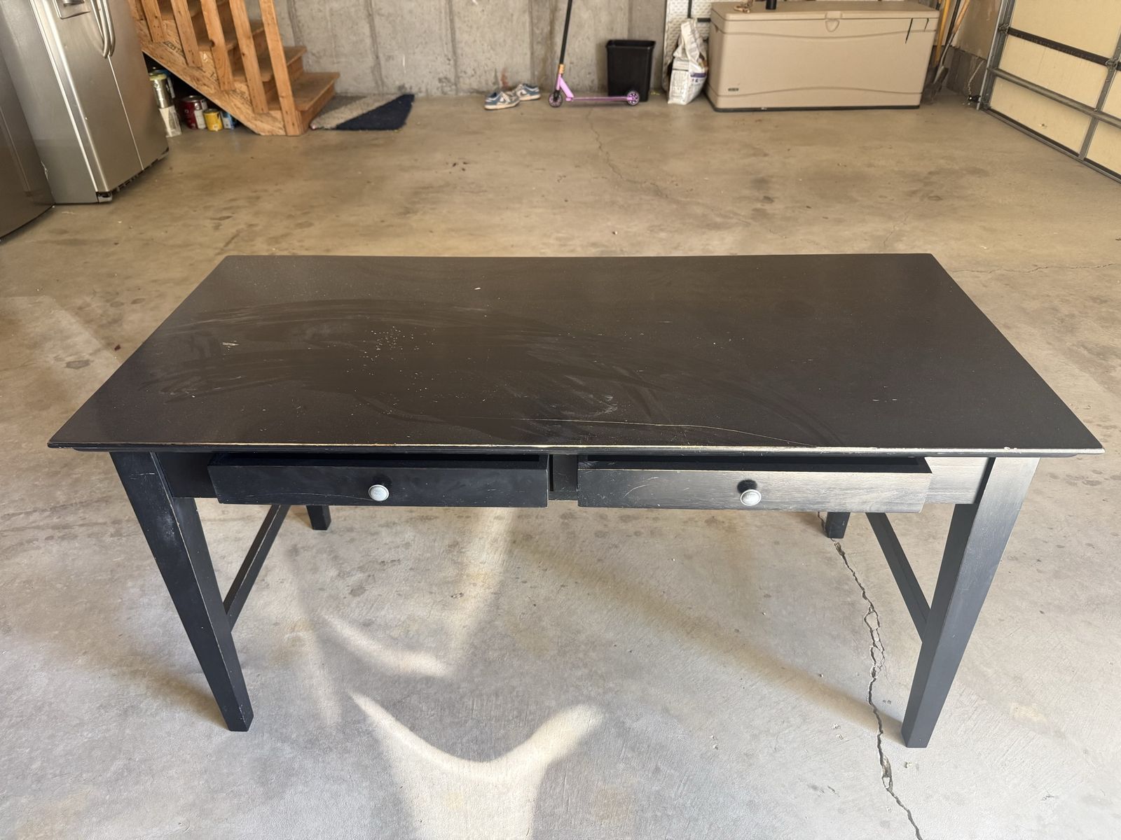 World Market Solid Black Wood Desk - 60"W x 28"D x 30"H with 2 Drawers