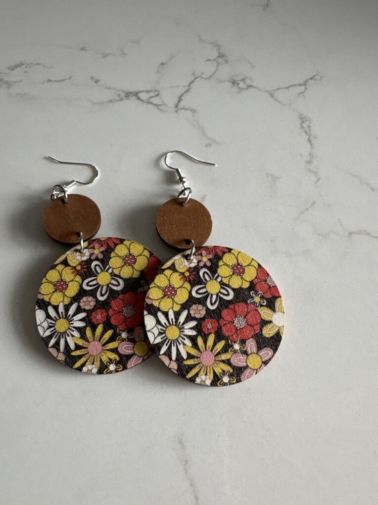 Wooden Flower Earrings
