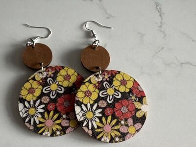 Wooden Flower Earrings