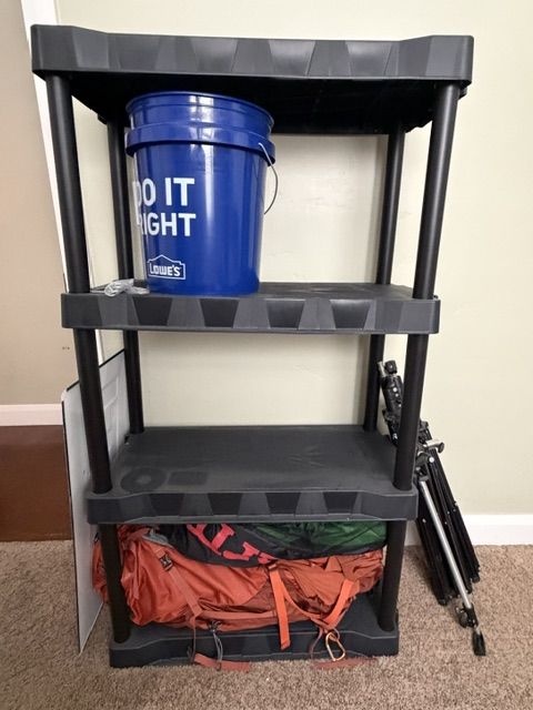 Heavy Duty Black Plastic 4-Tier Shelving Unit - MOVING, MUST GO BY 4/13