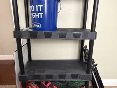 Heavy Duty Black Plastic 4-Tier Shelving Unit - MOVING, MUST GO BY 4/13