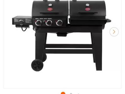 Char-Griller Double Play 1260 sq. in. 3-Burner Gas & Charcoal Grill Black - New In Box