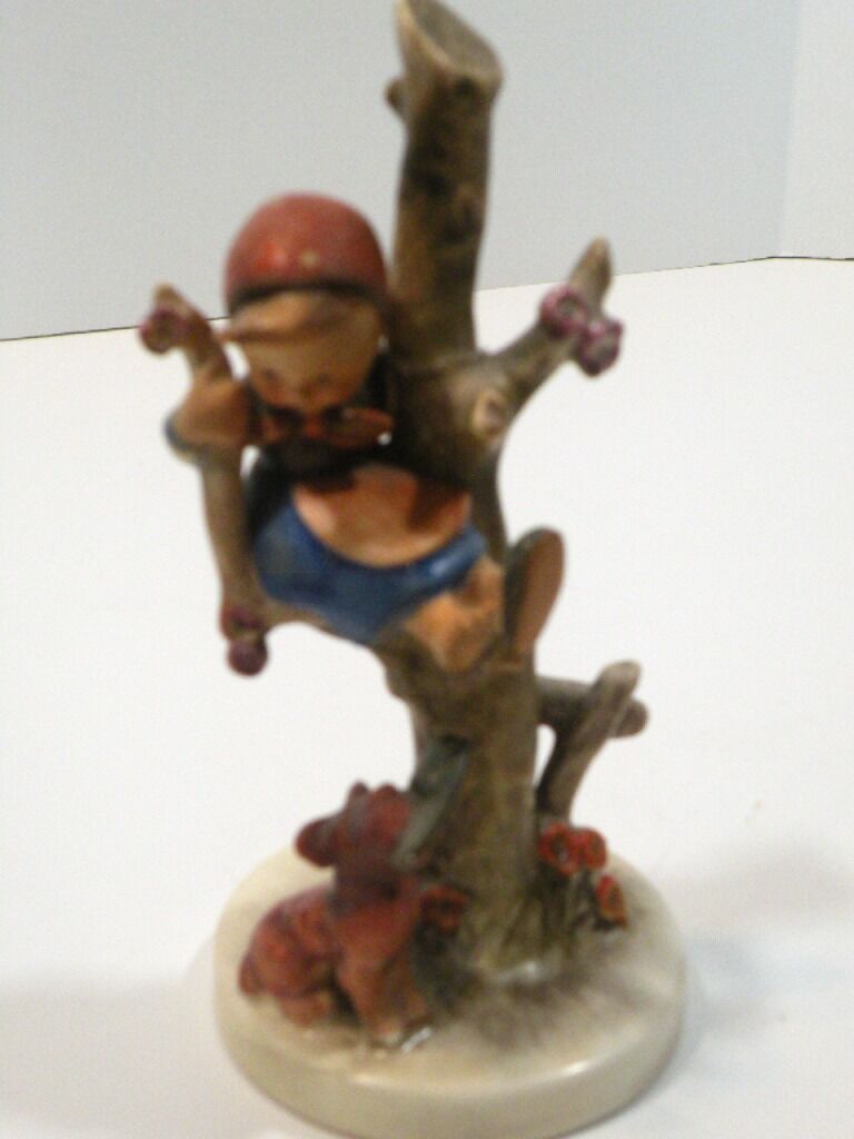 Vintage M. I. Hummel, Out of Danger 1950"s # 56B Girl Sitting on Limb w Dog Below
