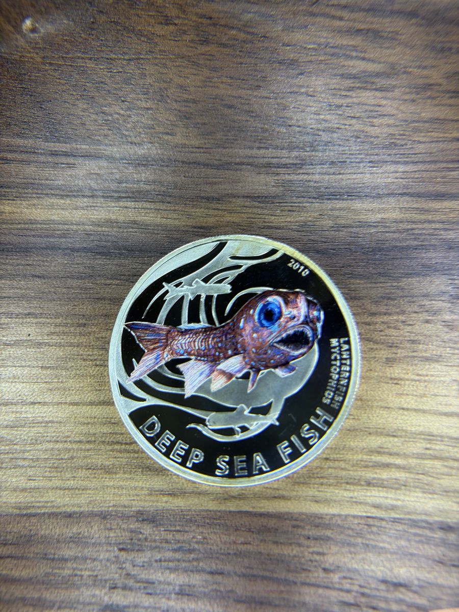 2010 Pitcairn Islands Deep Sea Fish Two Dollars Silver Coin - Lanternfish Myctophus