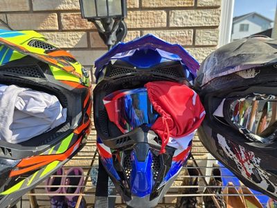 Blue Motocross Dirt Bike Helmet with Goggles - Size Small